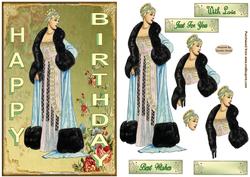 Lady of Style Decoupage Birthday Topper
