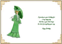 Lady in Green Birthday Insert