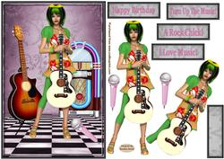 Rock Chick Birthday Decoupage Topper
