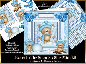 Bears in the Snow 8 x 8ins Mini Kit
