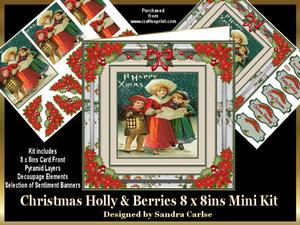 Christmas Holly & Berries 8 x 8ins Mini Kit