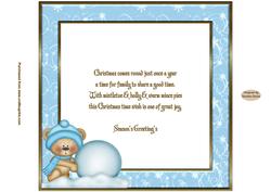 Christmas Bear in the Snow 8 x 8ins Insert