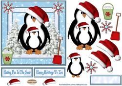 Penquins Having Fun 6 x 6ins Card Front