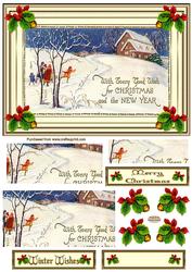 Christmas Fun in the Snow Decoupage Topper