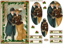 Christmas Vintage Ice-Skating Pyramid Topper