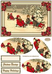Sledging in the Snow Pyramid Card Front