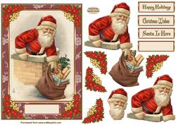 Christmas Santa is Here Decoupage Topper 3