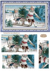 Vintage Christmas Fun in the Snow Topper