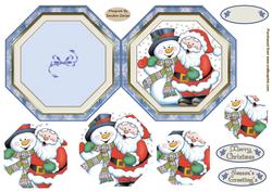 Christmas Santa & Snowman folded card
