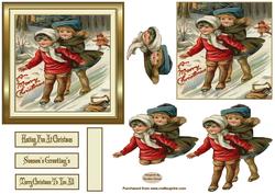 Vintage Having Fun at Christmas 5'' Square Card Front