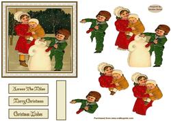 Children in the Snow 5'' Square Card Front