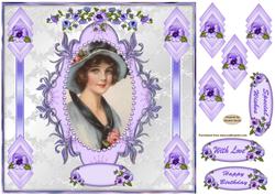 Purple Pansies 8x8ins Decoupage Topper