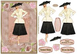Fashion Lady Decoupage Birthday Topper