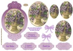 Basket of Lavender Flowers Decoupage Topper