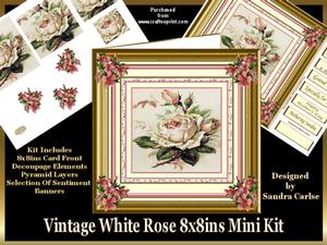 Vintage White Rose 8x8ins Mini Kit