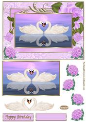 Swans in Love Decoupage Card Front