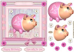 Miss Piggy Approx; 7x7'' Decoupage Card Front