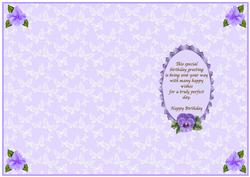 Pastel Purple Butterfly Birthday Insert