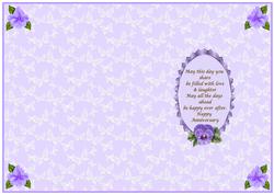 Pastel Purple Butterfly Anniverary Insert