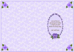 Pastel Purple Butterfly Get Well Soon Insert