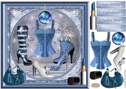 In the Blue 8x8ins Approx: Decoupage Card Front