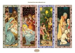 4 x Christmas Vintage Bookmarks