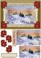 A Christmas Church Scene Pyramid Card Front