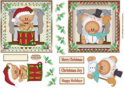 Happy Holidays 2 x Decoupage Toppers