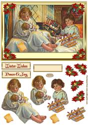 Christmas Morning Decoupage Card Front