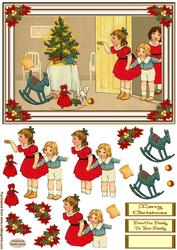 Christmas Presents Under the Tree Decoupage Card Front
