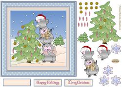 Happy Feet at Christmas 7x7ins Card Front