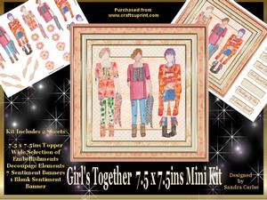 Girls Together 7.5ins Square Decoupage Mini Kit