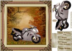 Silver Motorbike Decoupage Topper