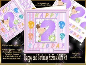 Happy 2nd Birthday 8x8ins Mini Kit