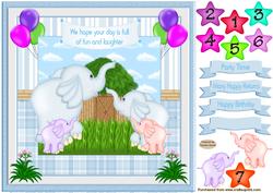 Jungle Elephant Decoupage Birthday Topper
