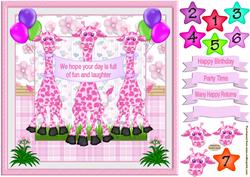 Pink Giraffe Decoupage Topper