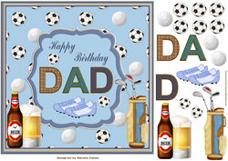 Happy Birthday Dad 8x8ins Decoupage Topper
