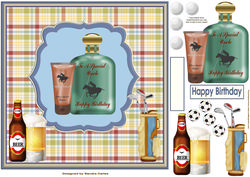 Special Uncle Birthday approx; 8x8ins Decoupage Topper