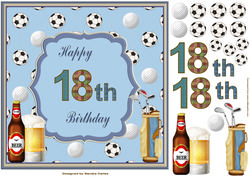 Happy 18th Birthday Sport decoupage 8x8ins Topper