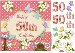 Happy 50th Birthday Butterfly Topper