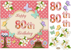 Happy 80th Birthday Butterfly Topper