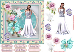 Wedding Day Bride Decoupage 7x7ins Topper 1
