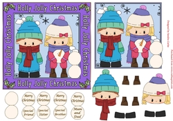 Christmas Winter Snowballs 6x6ins Decoupage Topper