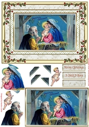 Christmas Vintage Child is Born Topper