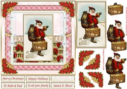 Vintage Christmas Santa Is Here Decoupage Topper