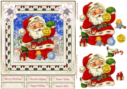 Santa Is Here Vintage Topper