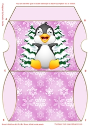 Christmas Penguin Pink Pillow Box 2