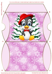 Christmas Penguin Pink Pillow Box 4
