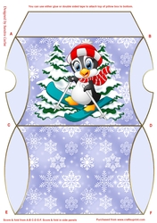 Christmas Penguin Blue Pillow Box 6