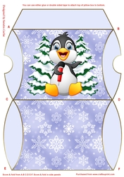 Christmas Penguin Blue Pillow Box 8